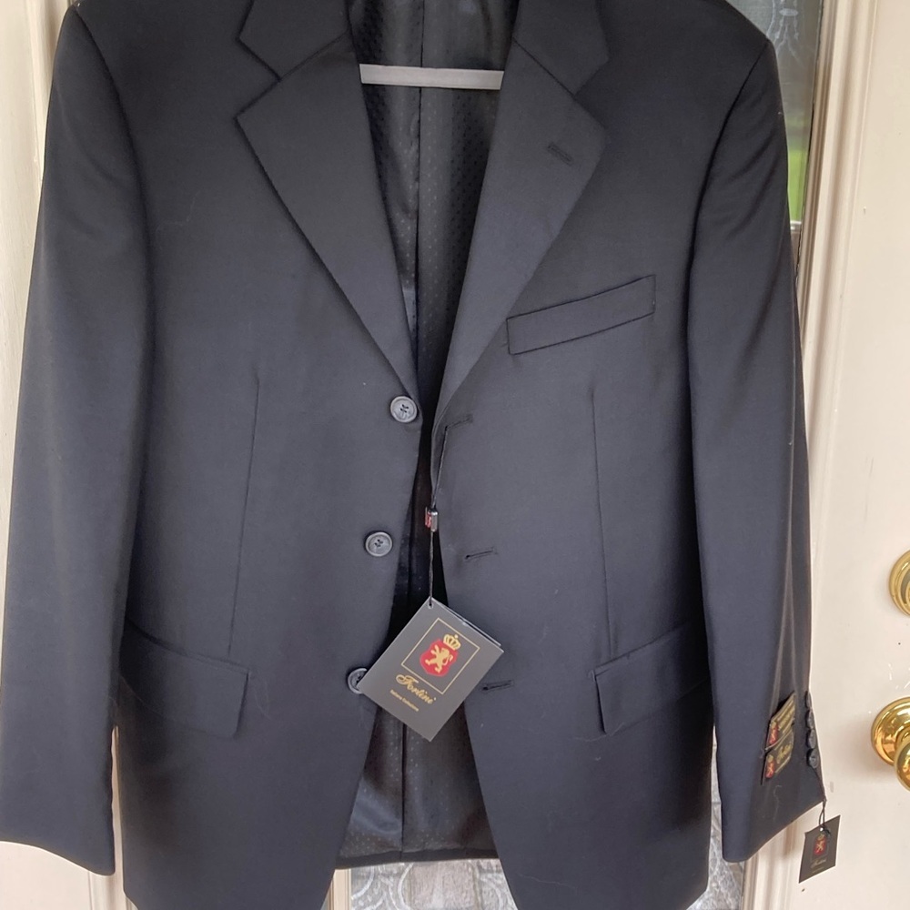 Franco Fortini Men's Black Blazer - Single-Breasted Tailored Jacket